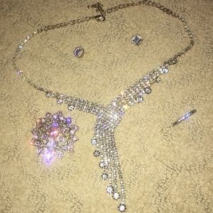 Diamonte drop necklace set